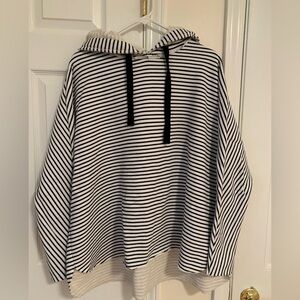 Frank & Eileen Kane Capelet Hoodie Stripe Triple Fleece Navy Blue White Medium